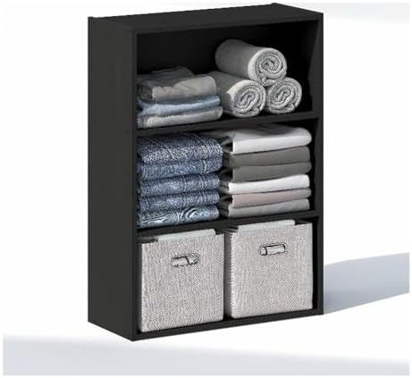 Furinno Reed Closet Organizers and Storage, 3-Tier Closet Organizer, Open Shelf Closet Storage, for Wardrobe, Bedroom, Living Room, Americano - Image 4