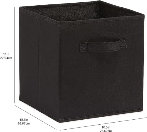 Amazon Basics Collapsible Fabric Storage Bins Organizer with Handles, Sturdy, Foldable, 10.5" x 10.5" x 11", Black, 6-Pack - Image 4