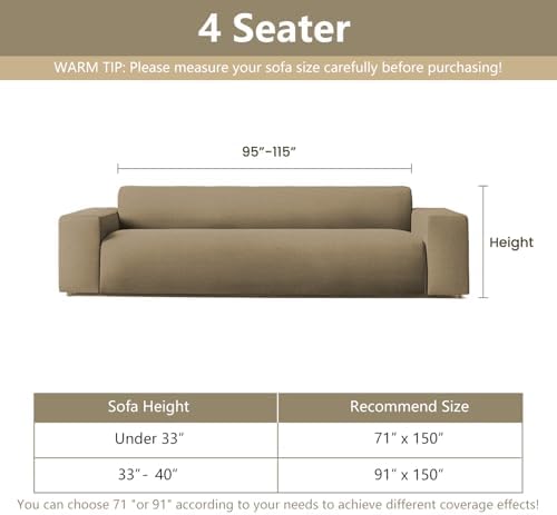 MYSKY HOME Couch Covers for 3 Cushion Couch Sofa, Sectional Couch Cover L Shape Chenille Couch Cushion Covers for Pets, Furniture Protector Cover for Dogs, Kids, 91"X150", Moss Green - Image 5