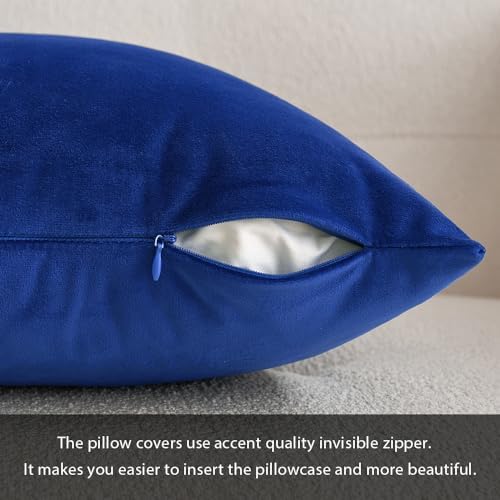 MIULEE Velvet Throw Pillow Covers 18x18 Inch Pack of 2 Royal Blue - Image 3