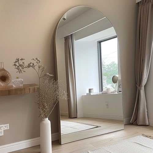 76''x34'' Arched Floor Mirror, Full Length Body Mirror with Stand, Modern & Contemporary Design, Aluminum Alloy Frame (Gold) - Image 2