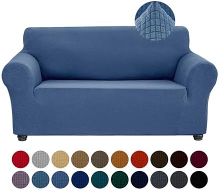 Joccun Stretch Loveseat Couch Cover Slipcover, 1-Piece Sofa Cover for 2 Cushion Couch Spandex Jacquard Washable Furniture Protector Cover for Living Room,Kids,Pets（Loveseat,Riverside） by Joccun