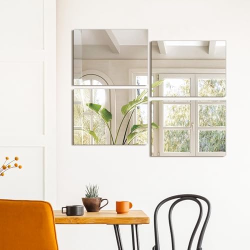 TRAHOME Wall Mirror Tiles, 16"x12"x4PCS Full Length Home Gym Mirror - Image 3
