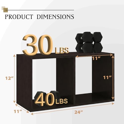 WannabeMyself【Sturdy Build&Easy Assembly】2 Cube Storage Organizer with Anti-Tipping Kits,Reversible Open Back Book Shelf, Bookcase for Living Room,Bedroom,Entrance Hall,Office,12.2×11.4×24.1,Chocolate - Image 2