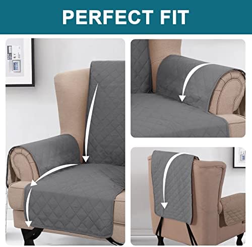 Turquoize 100% Waterproof Wing Chair Cover Wing Armchair Slipcovers, Gray - Image 5