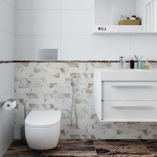 Vamos Tile 100-Piece Peel and Stick Backsplash Seamless Tile,3''x6'' Glossy Pandora Marble with Gold Veining PVC Subway Tile,Stick on Backsplash for Kitchen/Bathroom/Laundry Room - Image 6