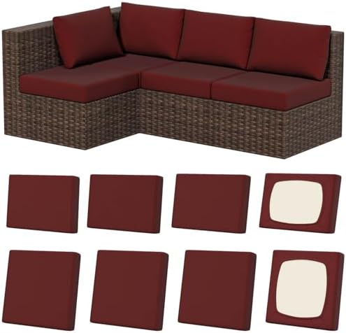 8Pcs Outdoor Cushion Covers, Stretch Patio Furniture Couch Chair Slipcovers by VORSHAPE