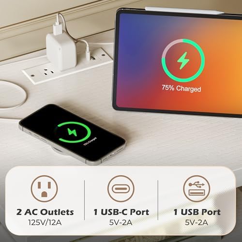 SUPERJARE Nightstand with Charging Station, USB-C Port, Bedside Table - Image 4