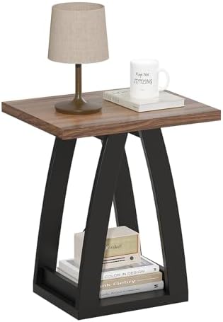 FROMJBEST End Table Living Room, Side Table, Nightstand, Black&Brown by FROMJBEST