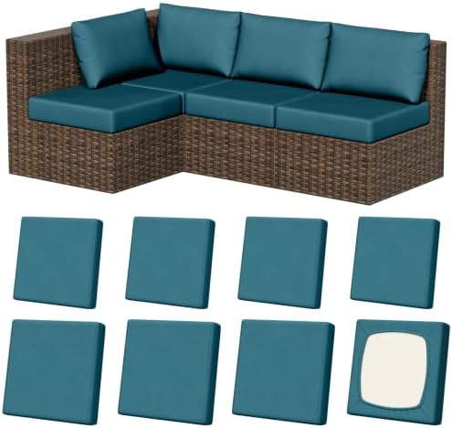 8Pcs Outdoor Cushion Covers, Stretch Patio Furniture Couch Chair Slipcovers by VORSHAPE