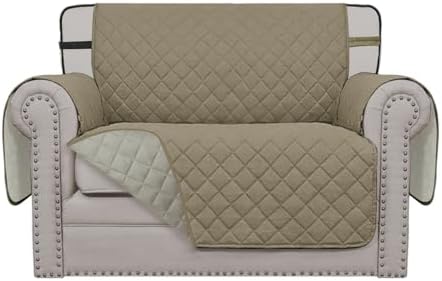 Easy-Going Reversible Chair Cover Washable Sofa Cover for Dogs Water Resistant Couch Slipcover Furniture Protector Cover with Adjustable Straps for Pets (Chair 30 in, Beige/Beige) by Easy-Going