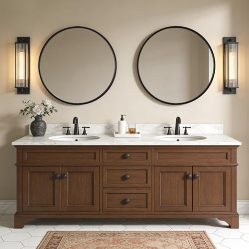 WallBeyond Round Wood Mirror, 32" Round Modern Decoration Large Circle Wall Mirror for Bathroom Living Room Bedroom Entryway, Black - Image 4