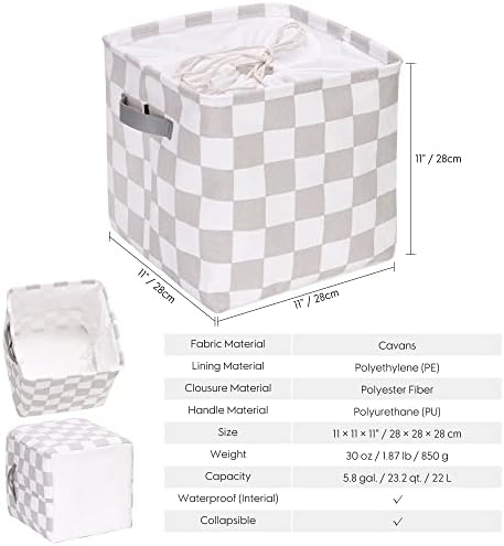 Hinwo Collapsible Canvas Storage Cubes with Handles, 11-Inch, 3-Pack - Image 6