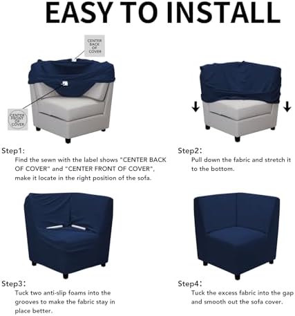 Easy-Going Stretch Soft Sectional Corner Sofa Couch Slipcover Navy - Image 5