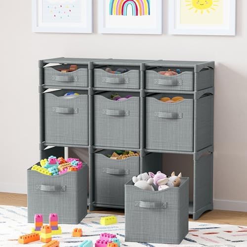 Cube Storage Organizer with Storage Bins Included - The Perfect Closet Organizers and Storage Solution. Includes 9 Storage Cubes, Great For Toy Storage, Closet Storage, Clothes Storage (Grey) - Image 2