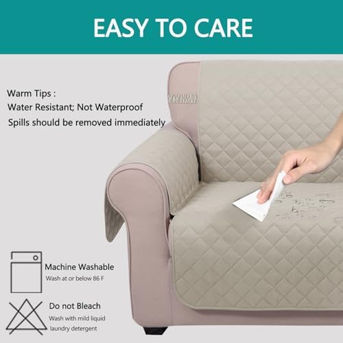 U-NICE HOME Loveseat Sofa Cover for 2 Cushion Couch, Beige/Beige - Image 5