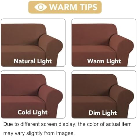 H.VERSAILTEX Stretch Chair Slipcover Sofa Cover Furniture Protector High Spandex Small Checks Knitted Jacquard Sofa Cover Chair Covers for Living Room (Armchair 31"-40", Caramel) - Image 3
