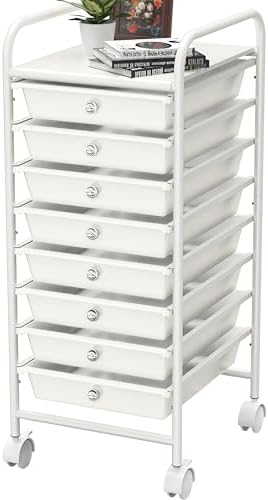 Simple Houseware 8 Drawers Rolling Utility Cart Art Craft Storage, White by SimpleHouseware