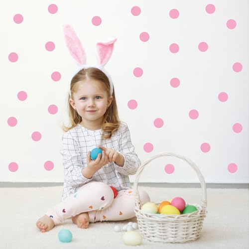 300 PCS Aesthetic Peel & Stick Pastel Pink Polka Dot Wall Vinyl Decals | 10 sheets removable & repositionable matte dots wall decor for nursery, girls bedroom, kids room, playroom & diy space(1.6") - Image 7