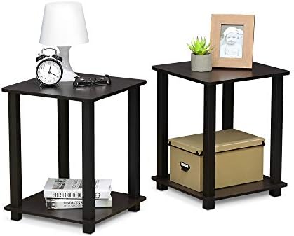 Furinno Simplistic Set of 2 Toolless Living Room Table Set, Dark Walnut - Image 5