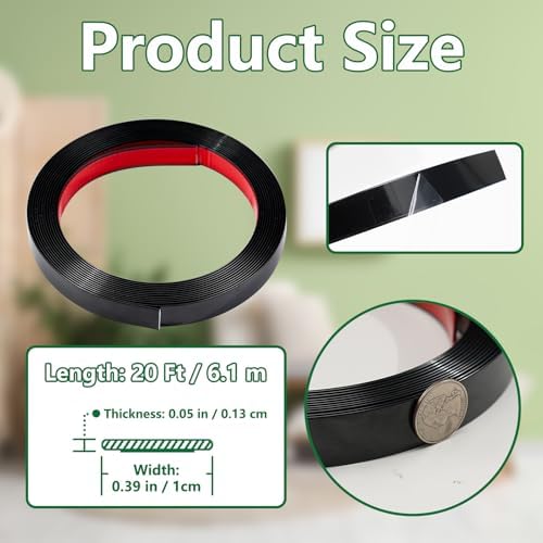 0.79in x 20Ft Peel and Stick Wall Molding Trim Matte Black - Image 2