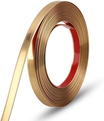 Gaahing 196.8" x 0.5" Brushed Gold Molding & Wall Trim, Flexible Peel and Stick Decorative Strip for Tile, Mirror, Ceiling, Floor, Panel, Cabinet by Getallthemoldingtrimsyoulike