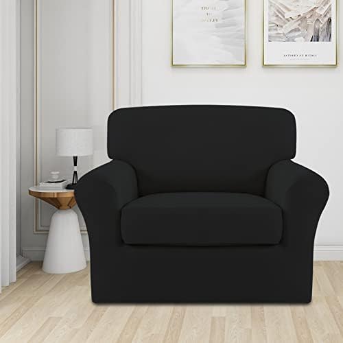 Easy-Going 2 Pieces Stretch Sofa Slipcover for Armchair Washable - Image 2