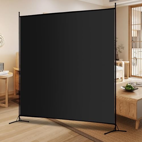 Single Large Panel Room Divider, 6 Ft Tall Privacy Screen Room Divider,Freestanding Room Partition Wall Divider,Lightweight Room Divider Screen for Home Office,69''W x 70''H, Black by Carivia