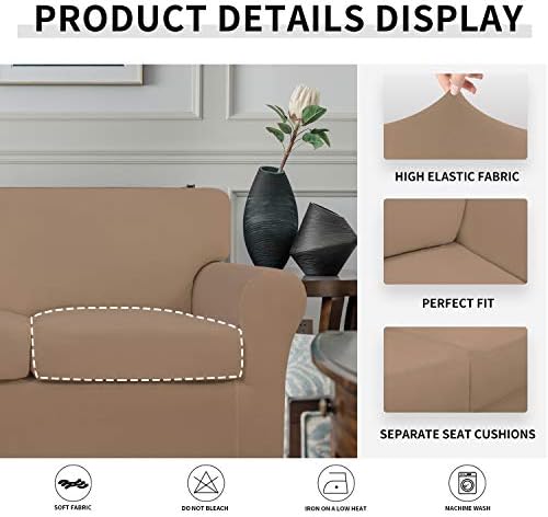 Easy-Going 4 Pieces Stretch Sofa Cover for 3 Cushion Couch Washable - Image 4