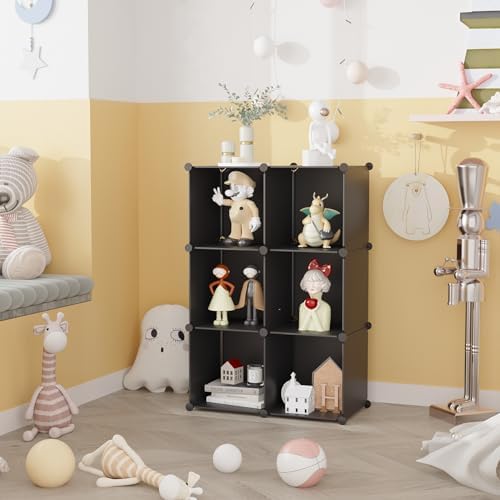 C&AHOME 6-Cube Storage Organizer Cube Shelf Closet Storage Bookcase, Black - Image 4