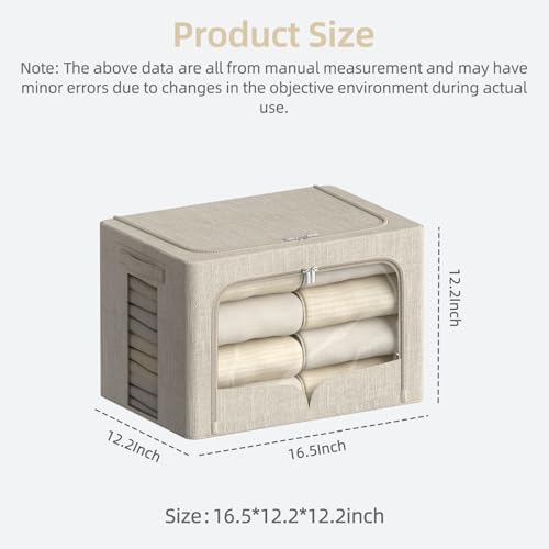 FHSQX 3 Pack Clothes Storage Bins, Beige, 16.5x12.2x12.2inch(40L) - Image 3