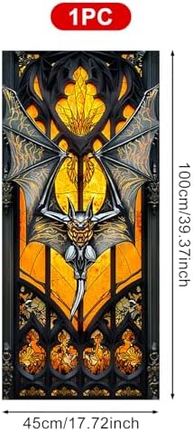 HOMETITUTE Gothic Bat Flame Privacy Window Film Cling 17.7x39.3 PVC - Image 4