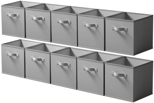 Cupic Cupid 10-Pack 11x11 Cube Storage Bins, Collapsible Storage Cubes, Gray by CupicCupid