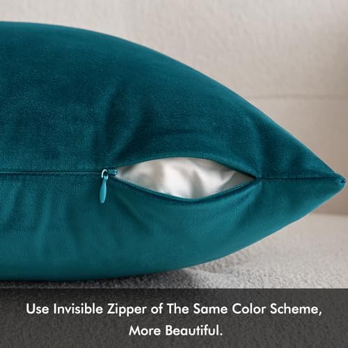 MIULEE Velvet Throw Pillow Covers 20x20 Inch Pack of 2 Teal - Image 5