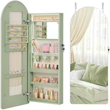 SONGMICS Wide Jewelry Organizer, Wall/Door Mounted, LED Cabinet, Lockable by Unknown