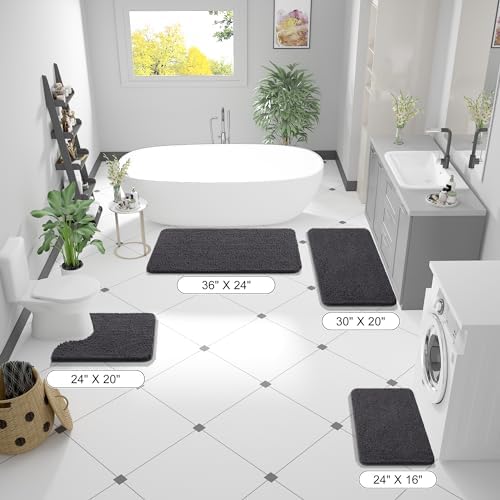 OLANLY Bathroom Runner Rugs 45x27, Extra Soft Absorbent Chenille Bath Rugs - Image 2