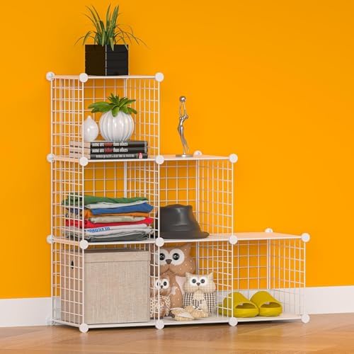 Closet Organizer, Organizers and Storage,Cabinet Metal Shelf Rack Storage Shelves Bookshelf,Toy Organizers and Storage Bins (6-Cube, White) - Image 6