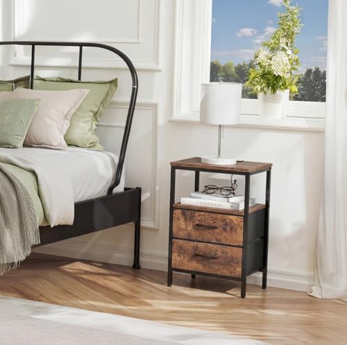 Huuger Nightstands Set of 2, End Tables with Charging Station, Side Table - Image 2