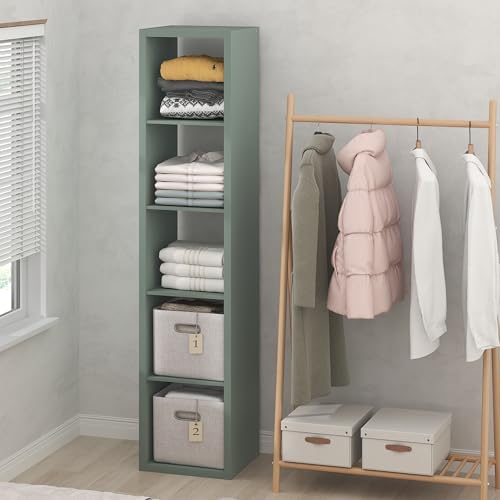 Furinno Cubic Extra Thick 5-Cube Closet Organizers and Storage, Sage Green by Furinno-FitsYourSpaceFitsYourBudget