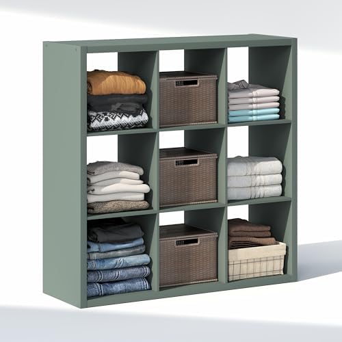 Furinno Cubic Extra Thick 9-Cube Closet Organizers and Storage, Sage Green - Image 5