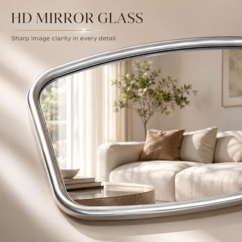 2 Pack Rounded Square Wall Mirror, 10"x12" Metal Framed Decorative Mirror with Real Glass, Aesthetic Curved Edge Vanity Mirror for Bedroom, Living Room, Sliver Wall Decor - Image 3