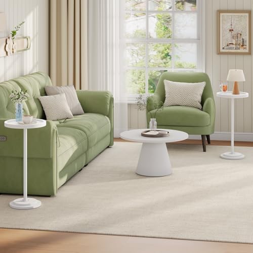HOOBRO Small Round Side Table, Drink Table, Coffee Martini Table with Pedestal Accent for Small Spaces in Living Room, Bedroom, Sofa Couch, White WW168BZ01 - Image 2