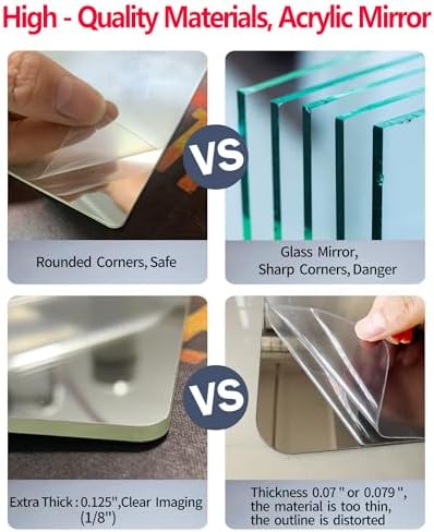 Unbreakable Small Wall Mirror Tiles, 4 pcs 12.1”x12.1” Unbreakable Small Mirrors for Wall Classroom Decor, Toddlers Mirror for Kids Bedroom, Plastic Door Adhesive Mirror and Classroom Mirrors - Image 3