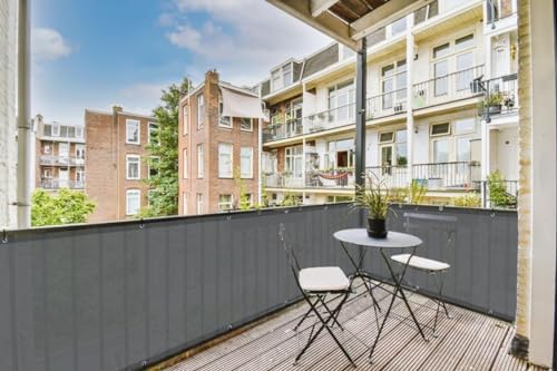 SUNLAX 3'x9' Dark Grey Balcony Privacy Screen Fence Windscreen 90% UV Block - Image 6