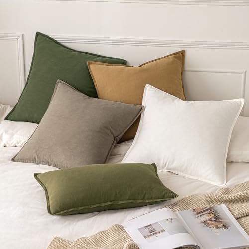 MIULEE Decorative Linen Euro Sham Pillow Covers 24x24 Inch Tan Taupe - Image 6