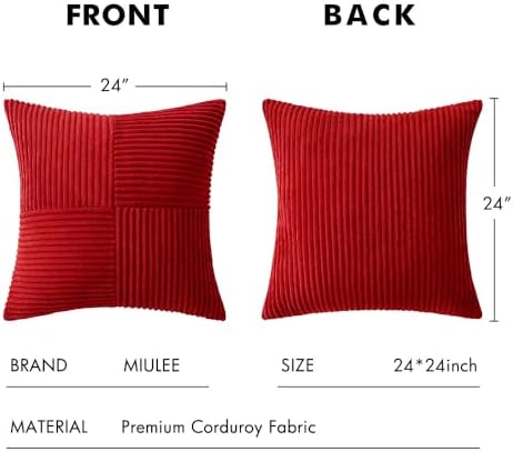 MIULEE Christmas Red Decorative Euro Sham Pillow Covers 24x24 Inch 2 Pack - Image 6