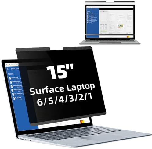 Mamol Magnetic Privacy Screen for 15 inch Surface Laptop 6/5/4/3/2/1, Removable Anti Spy Glare Blue Light Filter, Microsoft Surface Laptop Privacy Screen Protector 15 in by Mamol