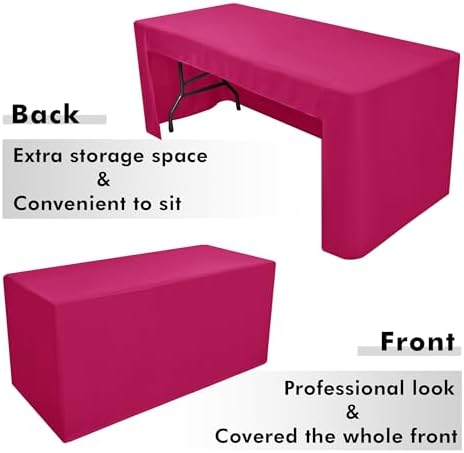 Nasitos 2 Pack Fuchsia Fitted Table Cloth for 4 Foot Tables-Tablecloth Open Back Fabric Washable and Wrinkle Resistant Table Covers for Rectangular Tables Birthday Parties, Baby Shower, Banquet - Image 4