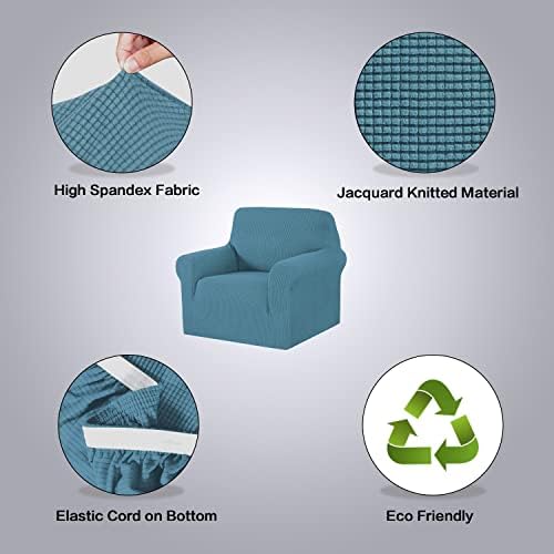 H.VERSAILTEX Armchair Cover High Stretch Sofa Slipcover 1 Piece Couch Covers for Sofa Durable Spandex Fabric Furniture Protector Non Skid Machine Washable(Armchair 31"-40", Storm Blue) - Image 4