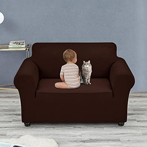 Joccun Stretch Chair Couch Cover,1-Piece Sofa Slipcover Spandex Fabric Sofa Covers with Elastic Bottom,Washable Furniture Protector for Dogs,Cats,Kids(Armchair,Chocolate) - Image 5